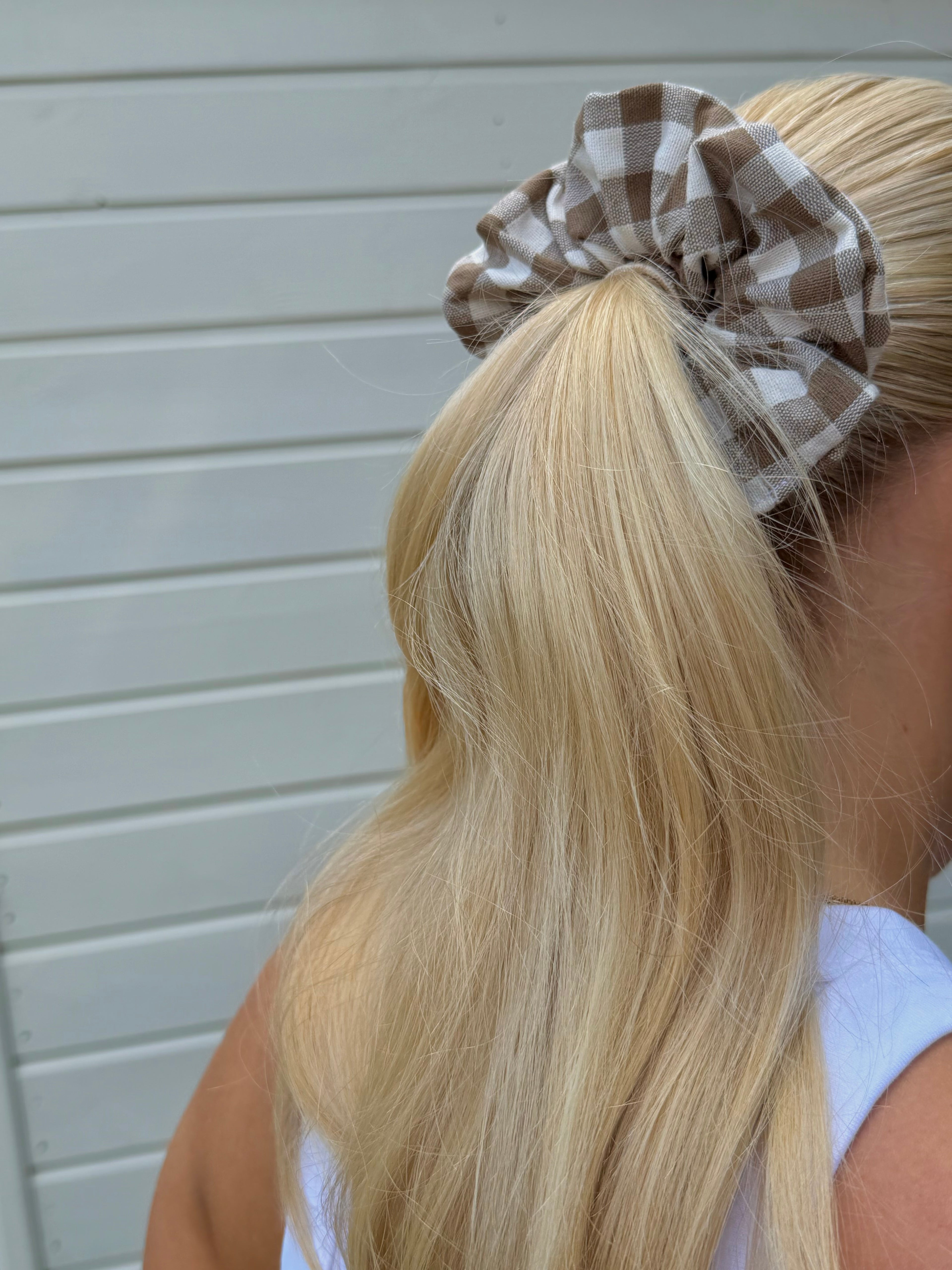 Brown Gingham Scrunchie