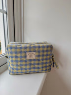 Blue+Yellow Gingham Makeup Bag