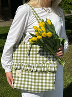 Green Gingham Tote Bag