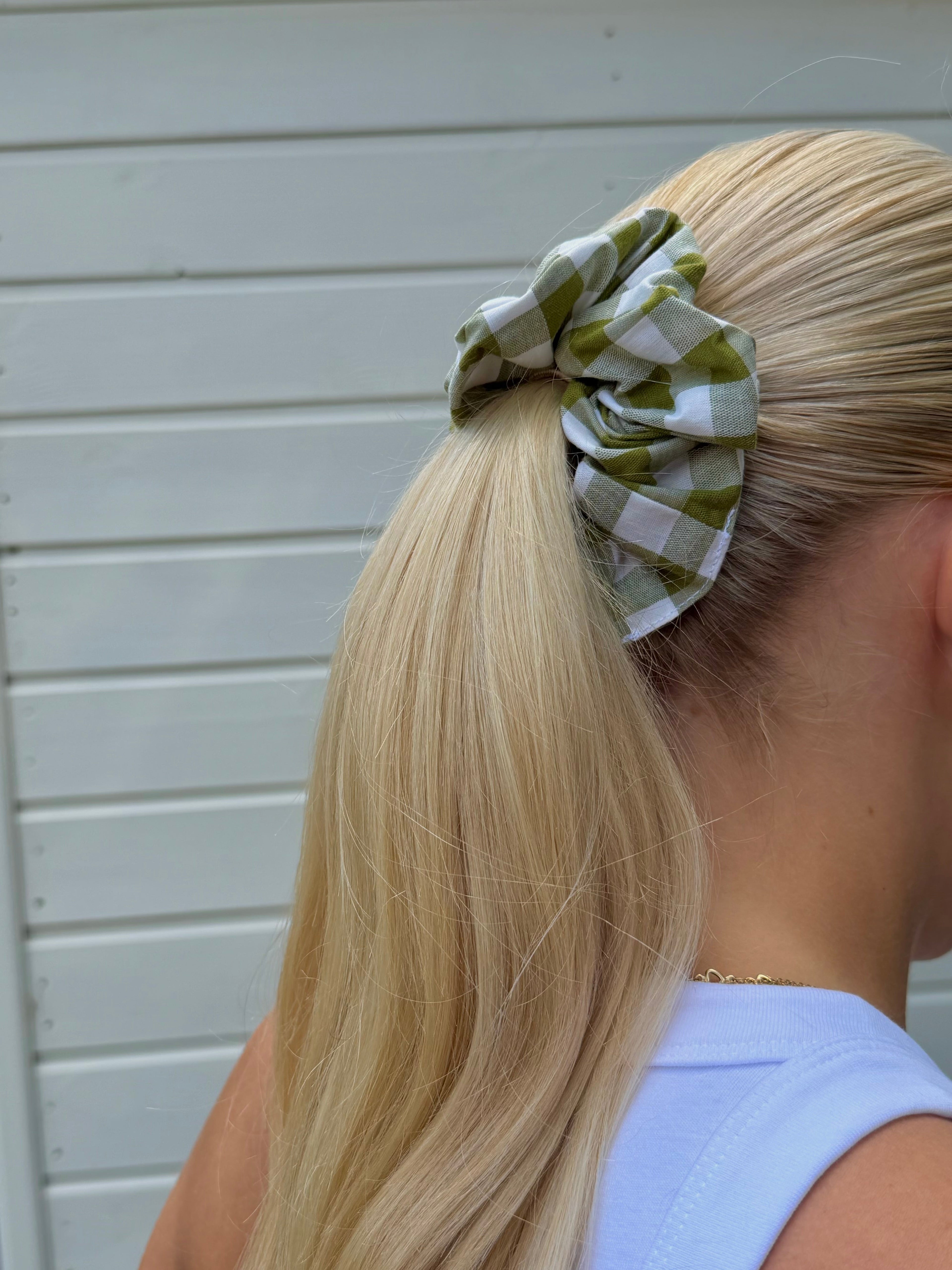Green Gingham Scrunchie
