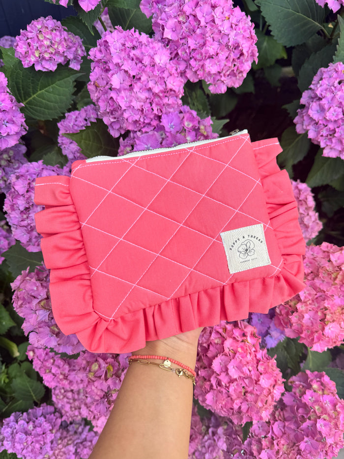 Handmade Coral Flat-Lay Pouch by Poppy & Thread.