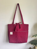 Burgundy Polka Dot Tote Bag