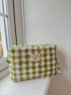 Green Gingham Makeup Bag