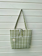 Green Gingham Tote Bag