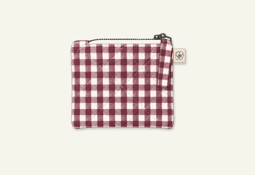 Burgundy Gingham Coin Purse