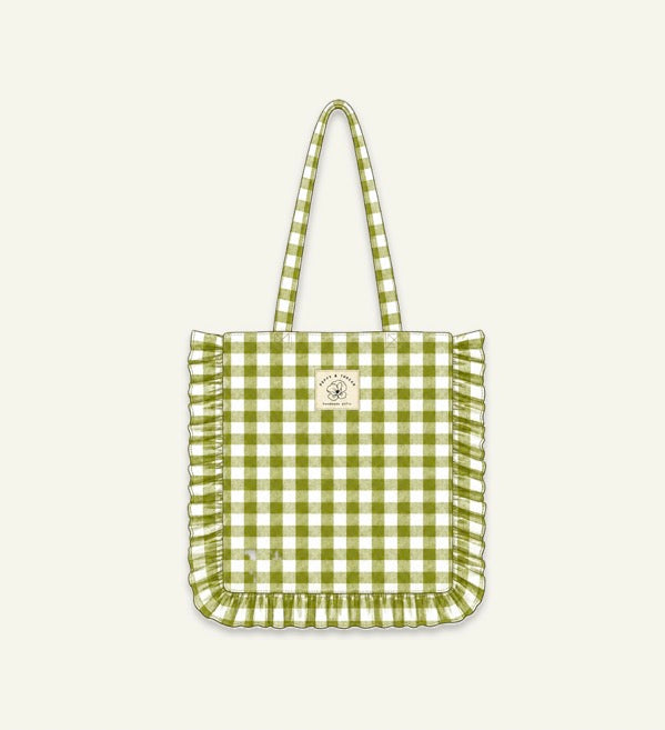 Green Gingham Ruffle Tote
