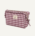 Burgundy Gingham Makeup Bag