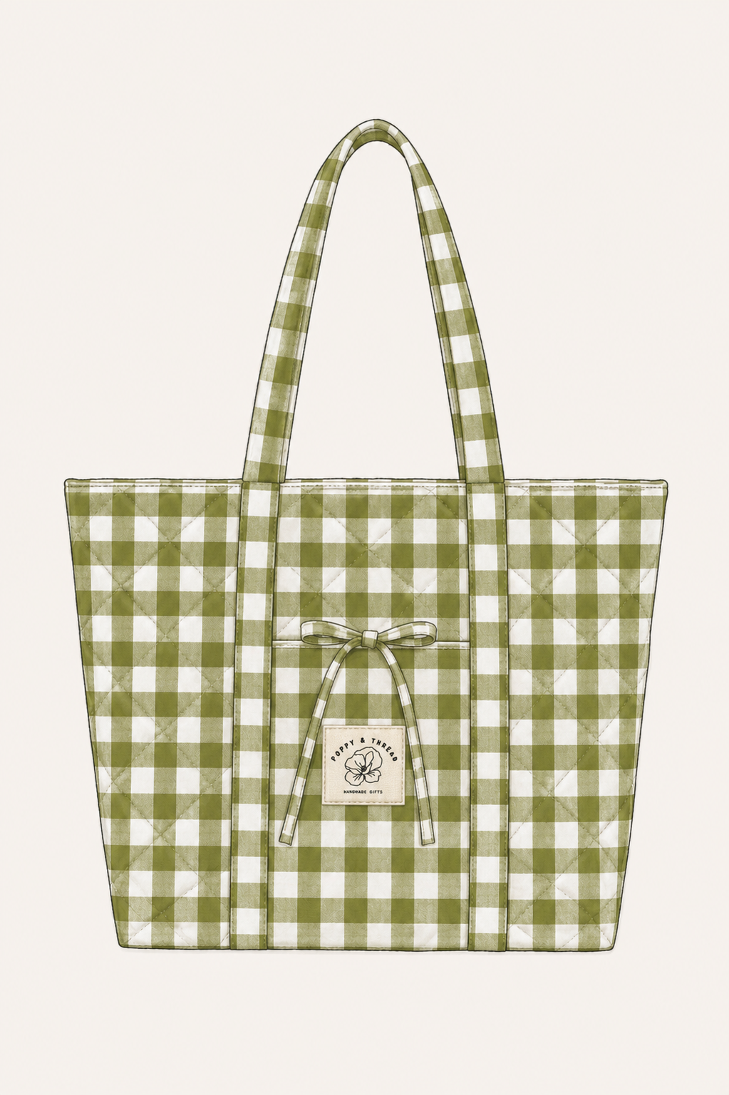 Green Gingham Overnight Bag