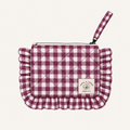 Burgundy Gingham Flat-Lay Pouch