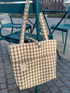 Brown Gingham Tote Bag
