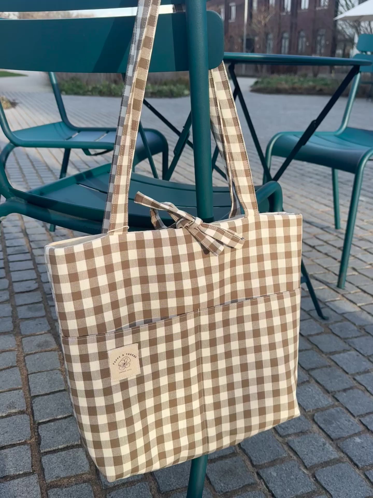 Brown Gingham Tote Bag